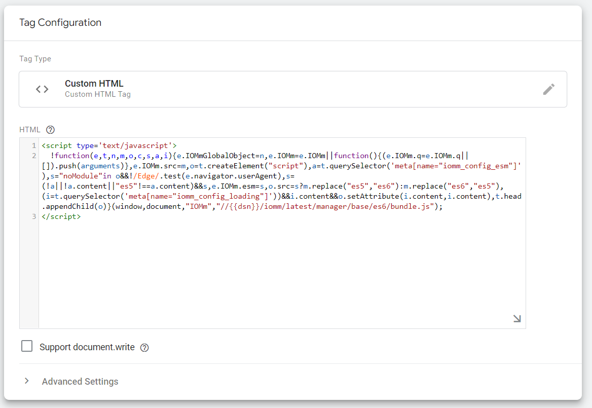 Google Tag Manager Integration - HTML Code